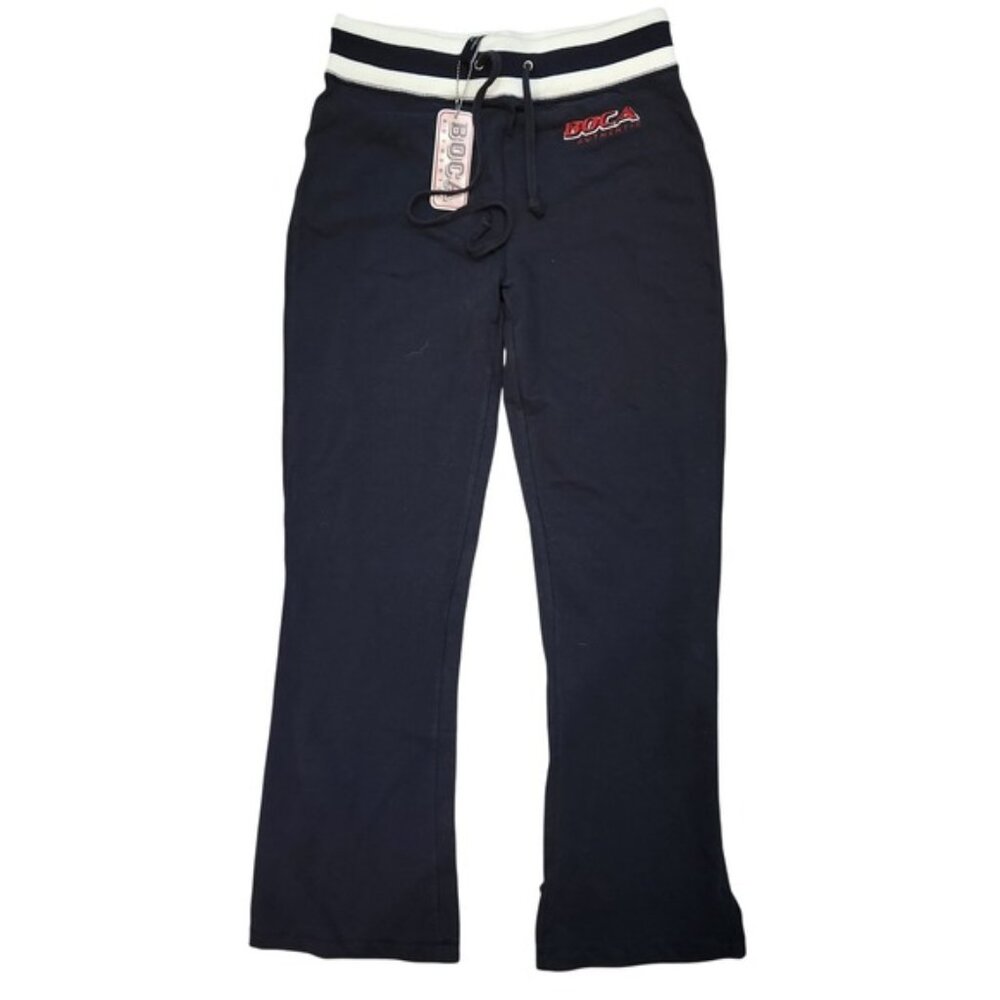 Boca deadstock y2k Auth Large ‎ Black Sweatpants Striped Waistband Drawstring